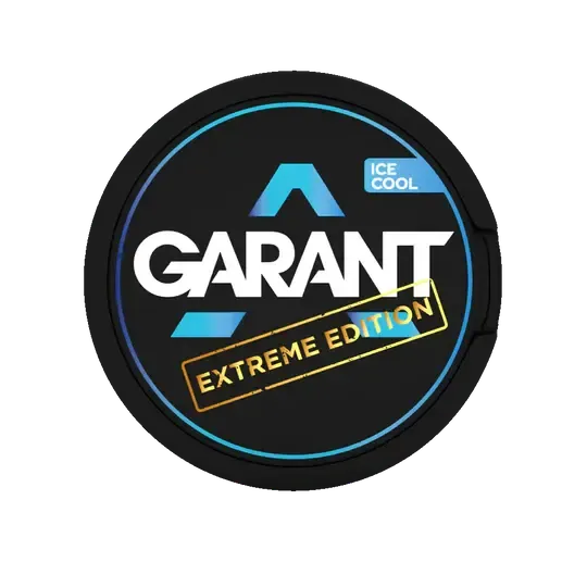 Garant Extreme Edition Ice Cool Nicotine Pouches Dose mit blauem Logo auf schwarzem Hintergrund