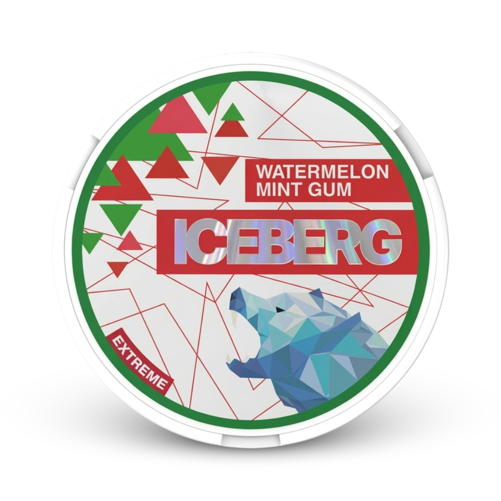 Iceberg Watermelon Mint Gum Dose mit grünem Rand, Wassermelonen- und Minz-Geschmack, Extra Stark