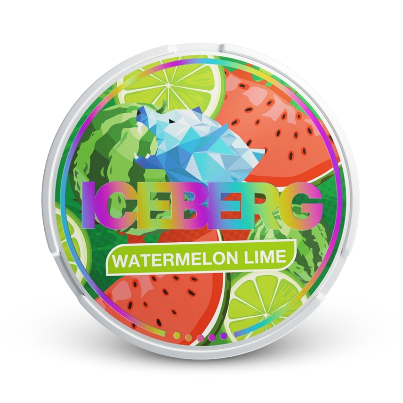 Iceberg Watermelon Lime Nicotine Pouches Dose mit Wassermelonen- und Limetten-Motiv
