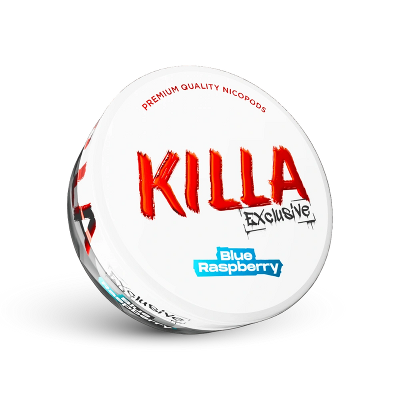 Killa Exclusive Blue Raspberry Nicotine Pouches Dose mit Himbeer-Blaubeer-Geschmack