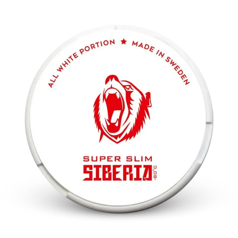 Siberia All White Super Slim Dose mit rotem Bären-Logo, All White Portion, Made in Sweden, 20 Beutel