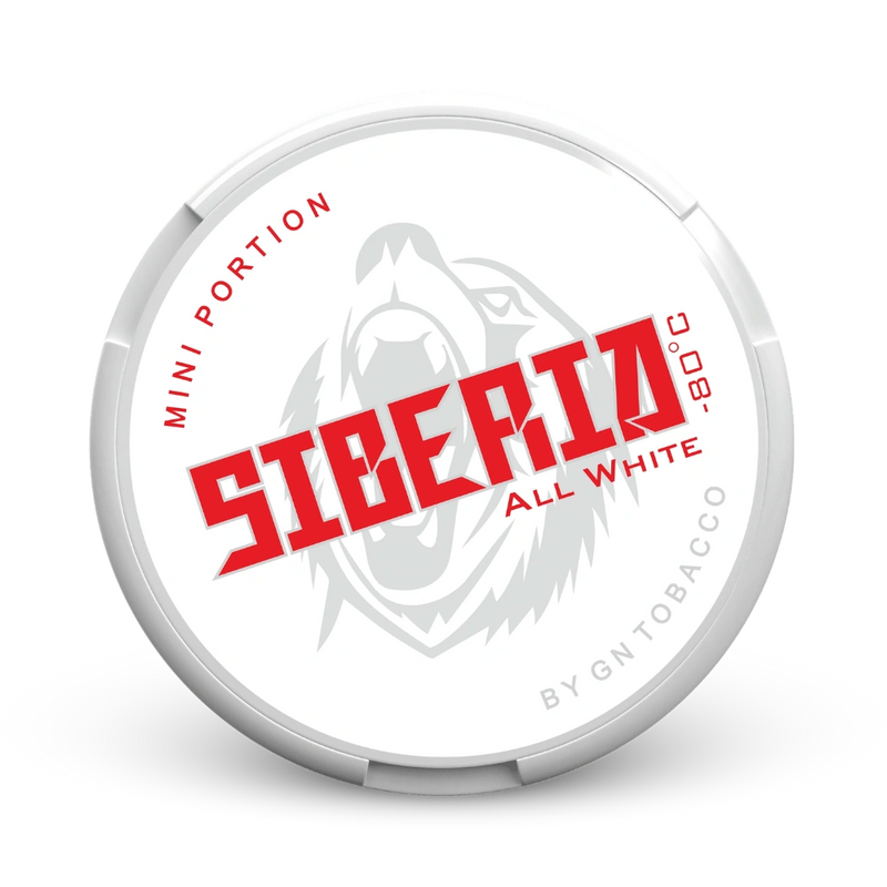 Siberia All White Mini Portion Nicotine Pouches, Extra stark, Minzaroma, 21mg Nikotin