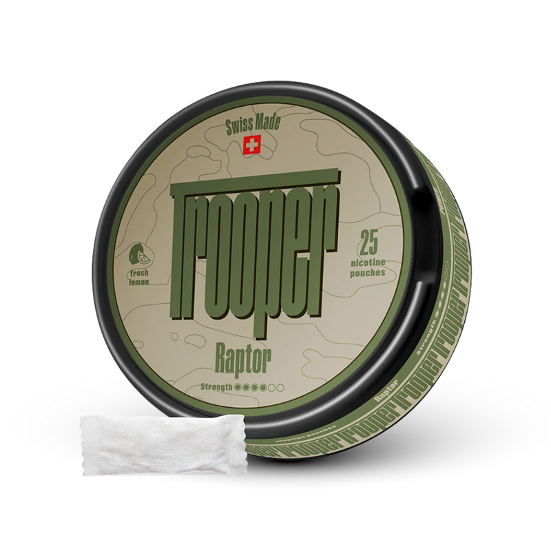 Trooper Raptor Nicotine Pouches Fresh Lemon 25er Dose Swiss Made Starke Nikotinstärke