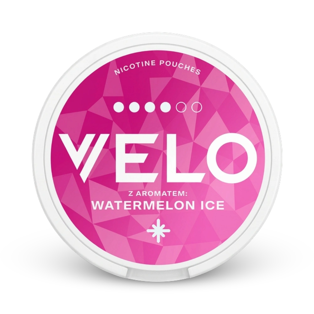 Velo Watermelon Ice Nicotine Pouches, 4mg Stärke, weiße Dose mit rosa Etikett