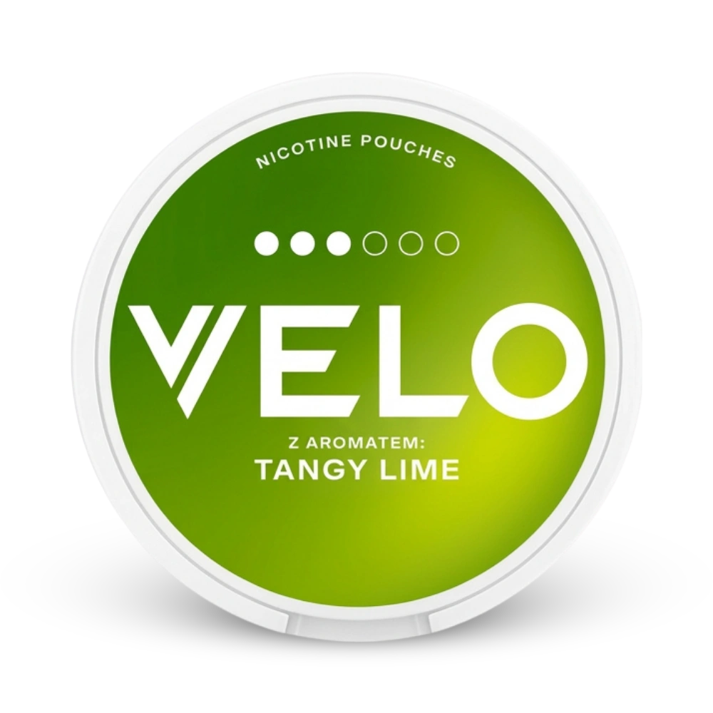 VELO Nicotine Pouches Tangy Lime Dose mit grünem Design, mittlere Stärke, 20 Beutel